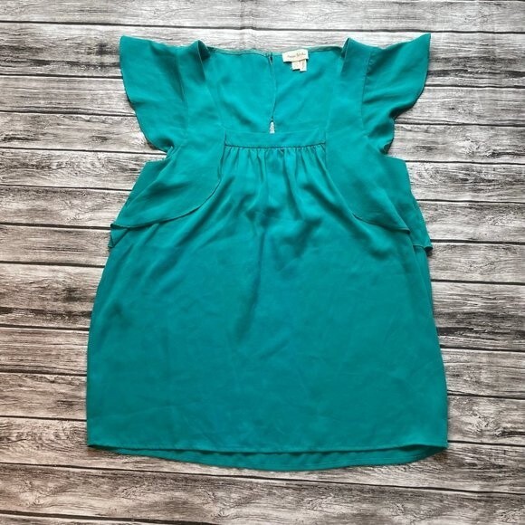 Anthro Anthropologie Meadow Rue Fly Away Blouse US 4 EU 36 Teal Button Closure - Picture 3 of 13